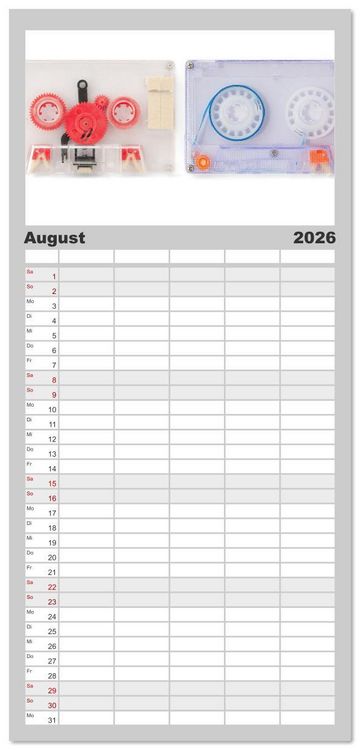 Produktbild: Familienplaner 2026 - Audio Tapes mit 5 Spalten (Wandkalender, 21 x 45 cm) CALVENDO