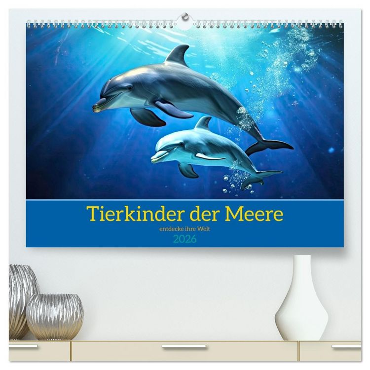 Produktbild: Tierkinder der Meere - entdecke ihre Welt (hochwertiger Premium Wandkalender 2026 DIN A2 quer), Kunstdruck in Hochglanz