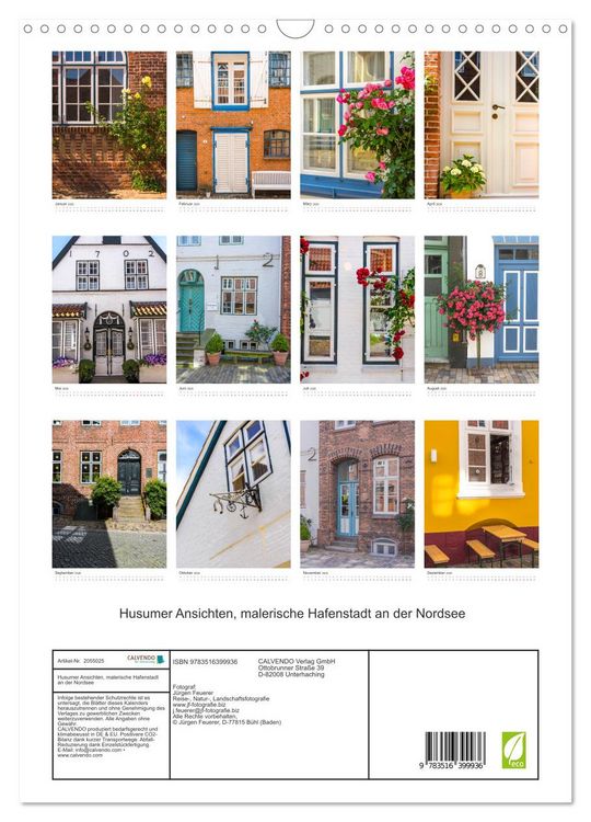 Produktbild: Husumer Ansichten, malerische Hafenstadt an der Nordsee (Wandkalender 2026 DIN A3 hoch), CALVENDO Monatskalender