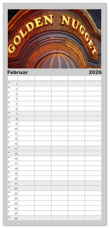 Produktbild: Familienplaner 2026 - Las Vegas Nightlife - Neonlichter, Casinos und unvergessliche N&auml;chte mit 5 Spalten (Wandkalender, 21 x 45 cm) CALVENDO