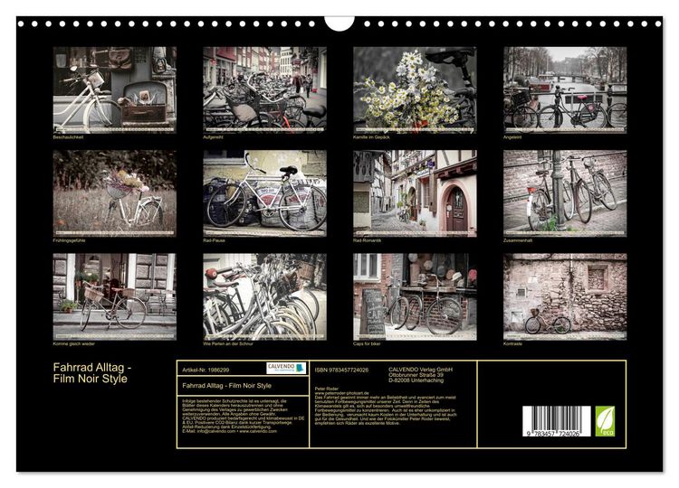 Produktbild: Fahrrad Alltag - Film Noir Style (Wandkalender 2026 DIN A3 quer), CALVENDO Monatskalender