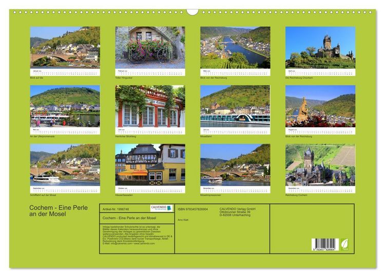Produktbild: Cochem - Eine Perle an der Mosel (Wandkalender 2026 DIN A2 quer), CALVENDO Monatskalender
