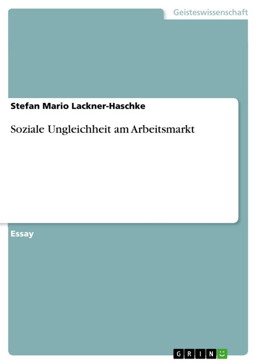 Produktbild: Soziale Ungleichheit am Arbeitsmarkt