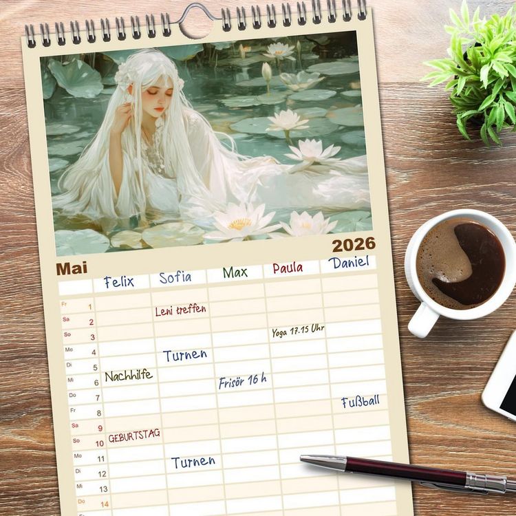 Produktbild: Familienplaner 2026 - Verspieltheit und Harmonie mit 5 Spalten (Wandkalender, 21 x 45 cm) CALVENDO