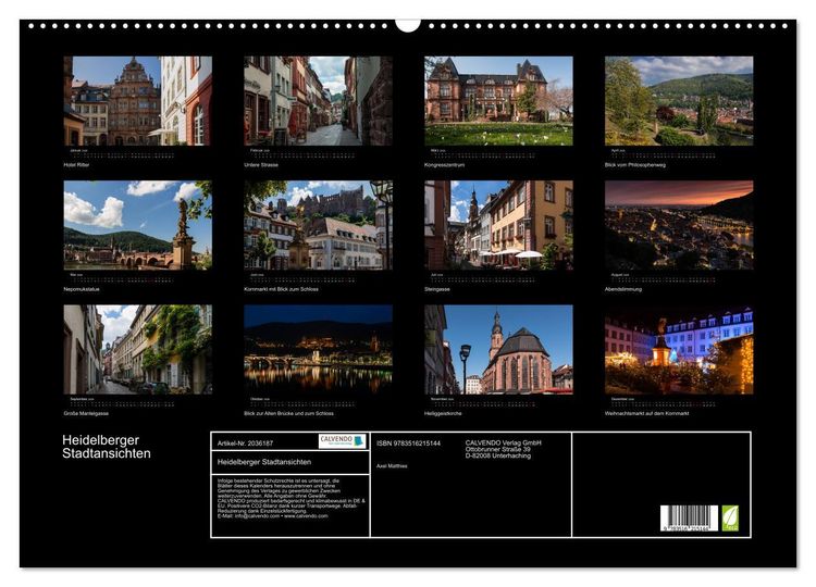 Produktbild: Heidelberger Stadtansichten (Wandkalender 2026 DIN A2 quer), CALVENDO Monatskalender