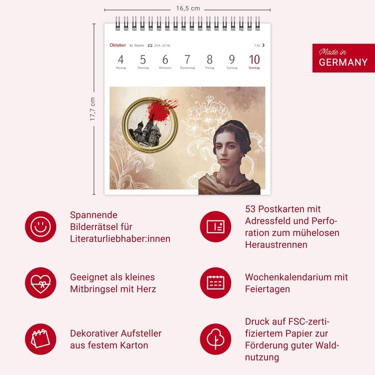 Produktbild: Welches Buch bin ich? Premium-Postkartenkalender 2027 - Literarischer R&auml;tselkalender
