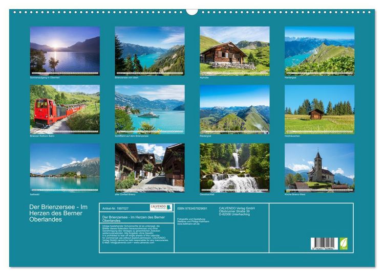 Produktbild: Der Brienzersee - Im Herzen des Berner Oberlandes (Wandkalender 2026 DIN A2 quer), CALVENDO Monatskalender