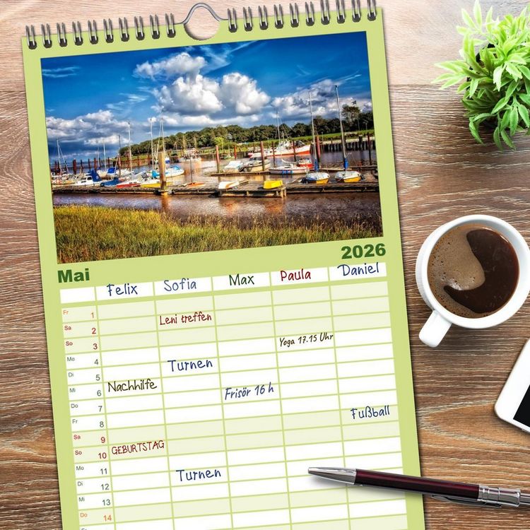 Produktbild: Familienplaner 2026 - Friesland - Nordseebad Dangast mit 5 Spalten (Wandkalender, 21 x 45 cm) CALVENDO