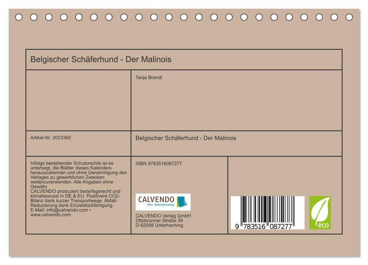 Produktbild: Belgischer Sch&auml;ferhund - Der Malinois (Tischkalender 2026 DIN A5 quer), CALVENDO Monatskalender
