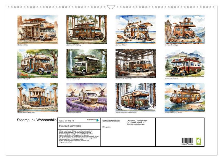 Produktbild: Steampunk Wohnmobile (Wandkalender 2026 DIN A2 quer), CALVENDO Monatskalender