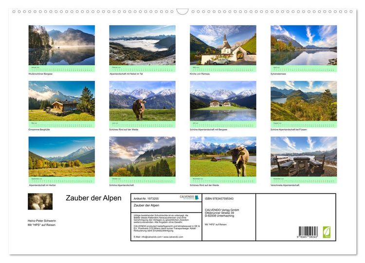 Produktbild: Zauber der Alpen (Wandkalender 2026 DIN A2 quer), CALVENDO Monatskalender
