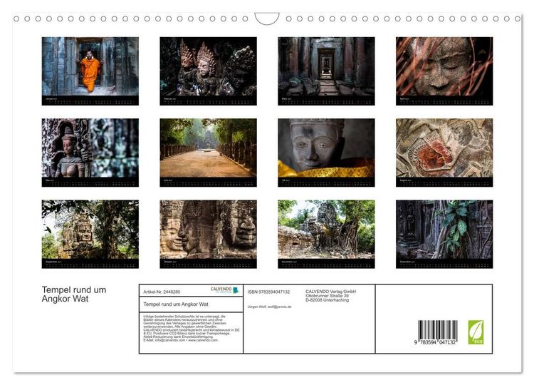 Produktbild: Tempel rund um Angkor Wat (Wandkalender 2027 DIN A3 quer), CALVENDO Monatskalender