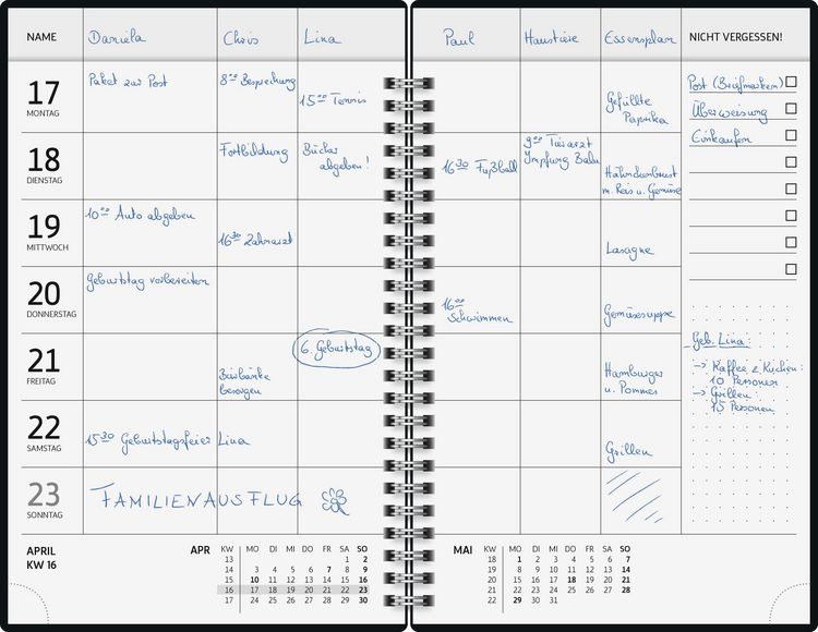 BRUNNEN 1070291016 | Buchkalender Familienplaner 2026 "Gold-Punkte" | A5, Kunststoff