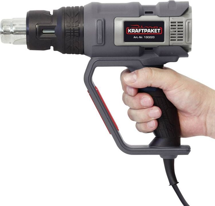 Produktbild: Dino KRAFTPAKET 130220 KRAFTPAKET DIY 2000W 50-600&deg;C Hei&szlig;luftgebl&auml;se inkl. Tasche, mit Zubeh&ouml;r, inkl. Gebl&auml;seaufsatz 2000 W