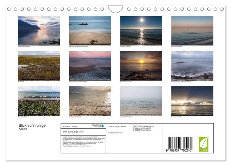 Produktbild: Blick aufs ruhige Meer (Wandkalender 2026 DIN A4 quer), CALVENDO Monatskalender