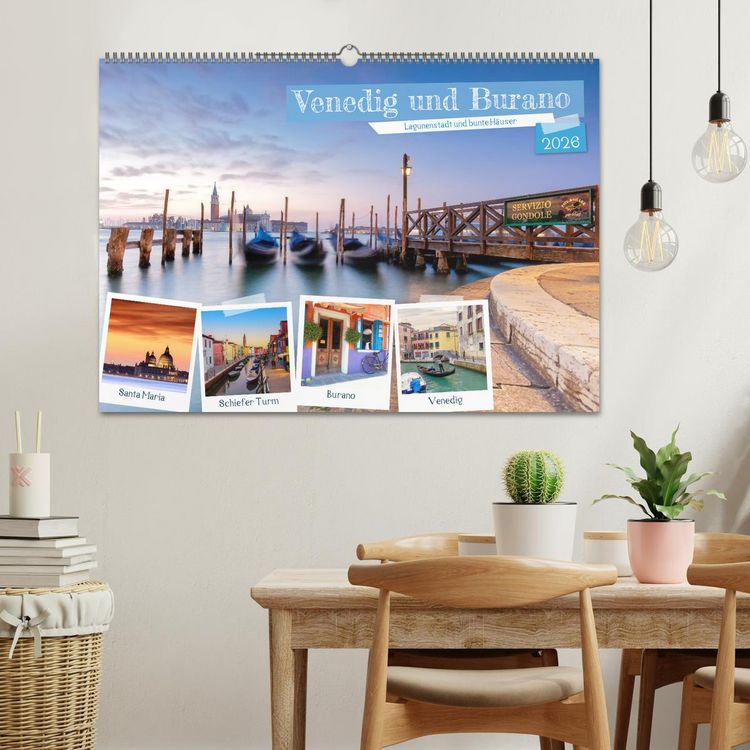 Produktbild: Venedig und Burano - Lagunenstadt und bunte H&auml;user (Wandkalender 2026 DIN A2 quer), CALVENDO Monatskalender