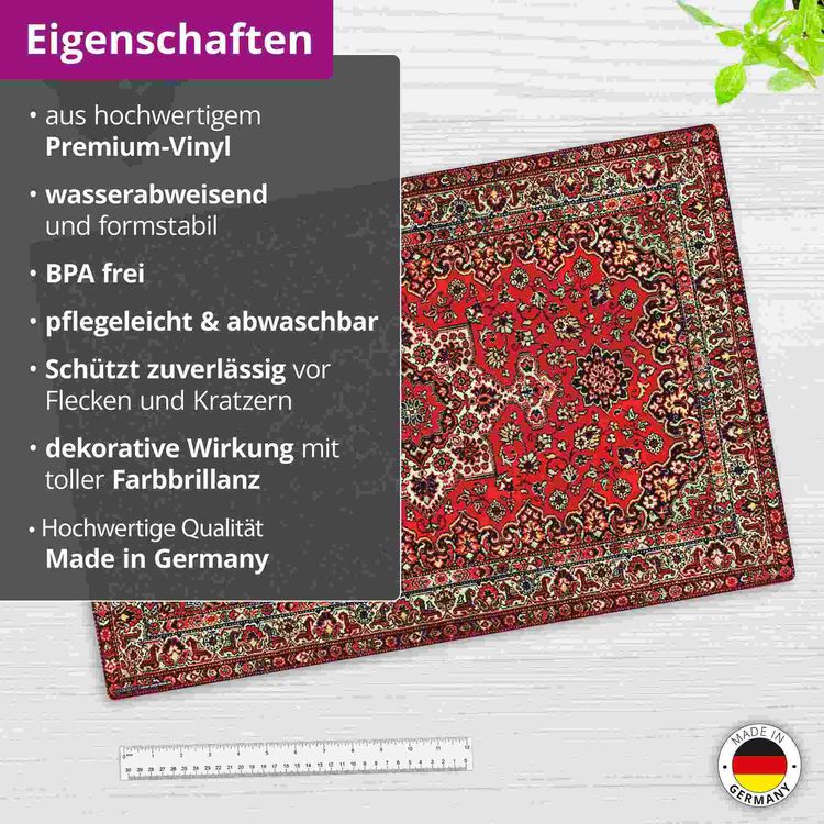 Produktbild: Cover-your-desk Schreibtischunterlage f&uuml;r Kinder und Erwachsene Orientalischer Teppich in rot, aus hochwertigem Vinyl , 60 x 40 cm