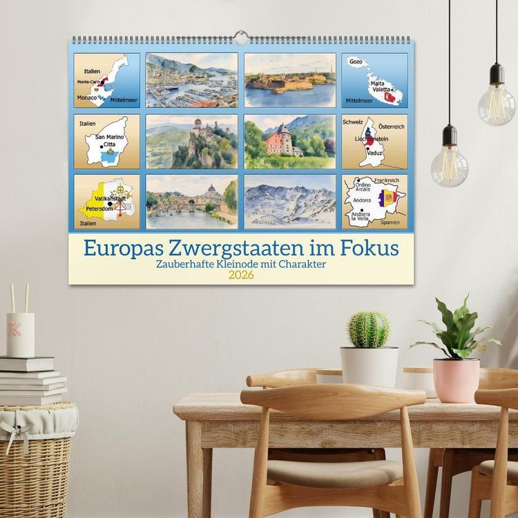 Produktbild: Europas Zwergstaaten im Fokus (Wandkalender 2026 DIN A2 quer), CALVENDO Monatskalender