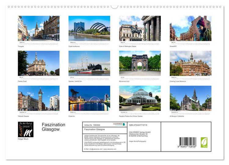 Produktbild: Faszination Glasgow (hochwertiger Premium Wandkalender 2026 DIN A2 quer), Kunstdruck in Hochglanz