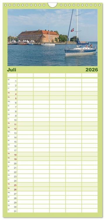 Produktbild: Familienplaner 2026 - Schl&ouml;sser in D&auml;nemark mit 5 Spalten (Wandkalender, 21 x 45 cm) CALVENDO