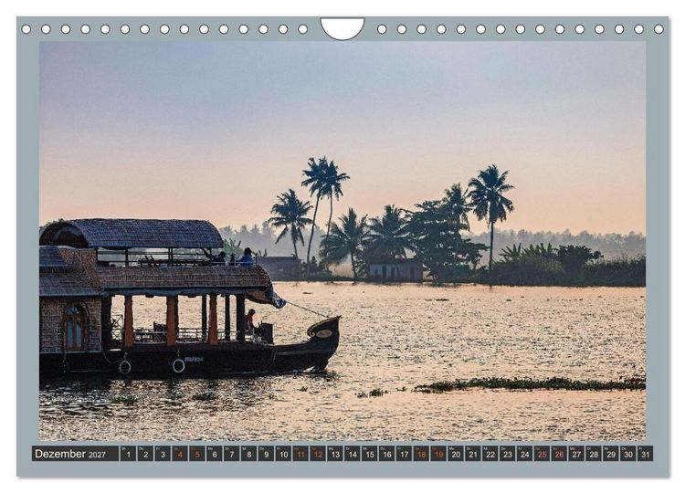 Produktbild: Kerala Backwaters - mit dem Hausboot durch die tropische Wasserwelt (Wandkalender 2027 DIN A4 quer), CALVENDO Monatskalender