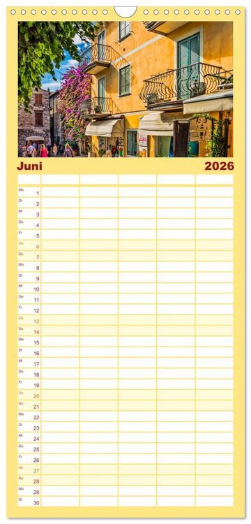 Produktbild: Familienplaner 2026 - Malcesine und Sirmione, Sch&ouml;nheiten am Gardasee mit 5 Spalten (Wandkalender, 21 x 45 cm) CALVENDO