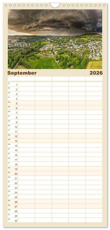 Produktbild: Familienplaner 2026 - Unser Erzgebirge von oben mit 5 Spalten (Wandkalender, 21 x 45 cm) CALVENDO