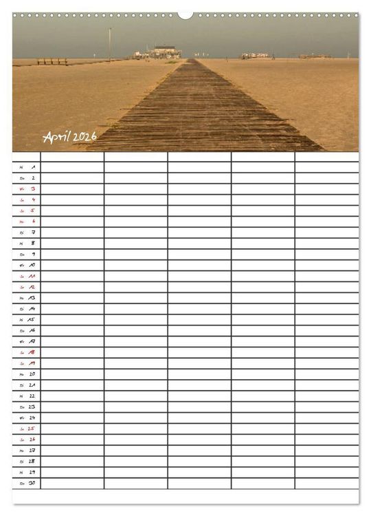 Produktbild: St. Peter Ording Familienplaner (hochwertiger Premium Wandkalender 2026 DIN A2 hoch), Kunstdruck in Hochglanz