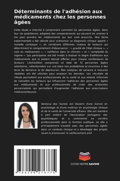 Produktbild: D&eacute;terminants de l'adh&eacute;sion aux m&eacute;dicaments chez les personnes &acirc;g&eacute;es