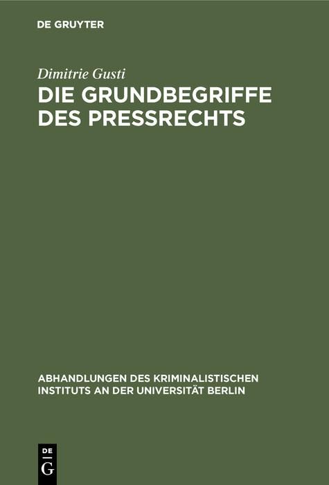 Produktbild: Die Grundbegriffe des Pre&szlig;rechts