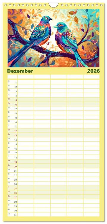 Produktbild: Familienplaner 2026 - Flieg und trag die Farben ins Licht mit 5 Spalten (Wandkalender, 21 x 45 cm) CALVENDO