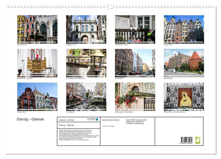 Produktbild: Danzig - Gdansk (Wandkalender 2026 DIN A2 quer), CALVENDO Monatskalender