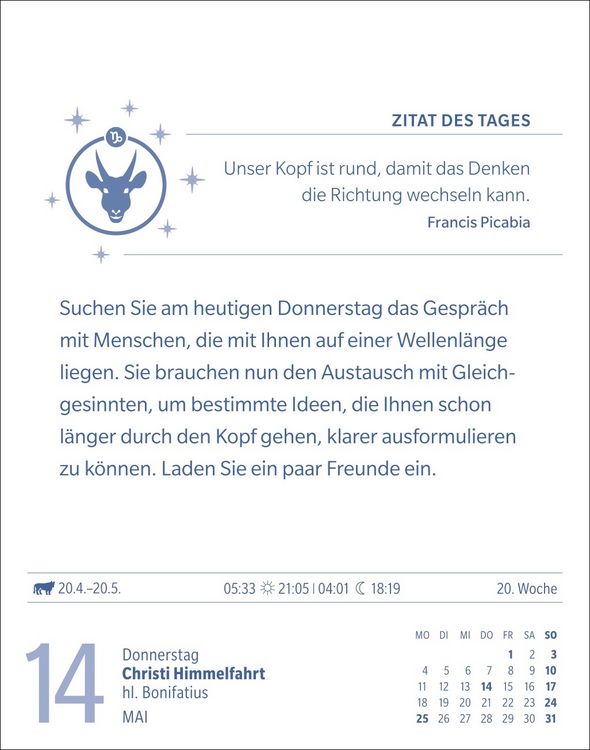 Produktbild: Steinbock Sternzeichenkalender 2026 - Tagesabrei&szlig;kalender - Ihr Horoskop f&uuml;r jeden Tag