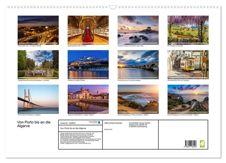 Produktbild: Von Porto bis an die Algarve (Wandkalender 2026 DIN A2 quer), CALVENDO Monatskalender