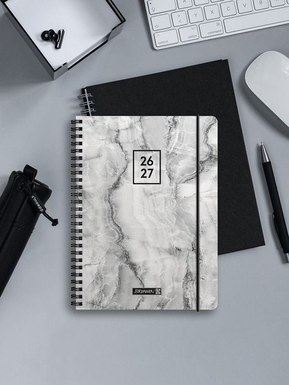 Produktbild: Sch&uuml;lerkalender 2026/2027 "Grey Marble" | A6, Kunststoff