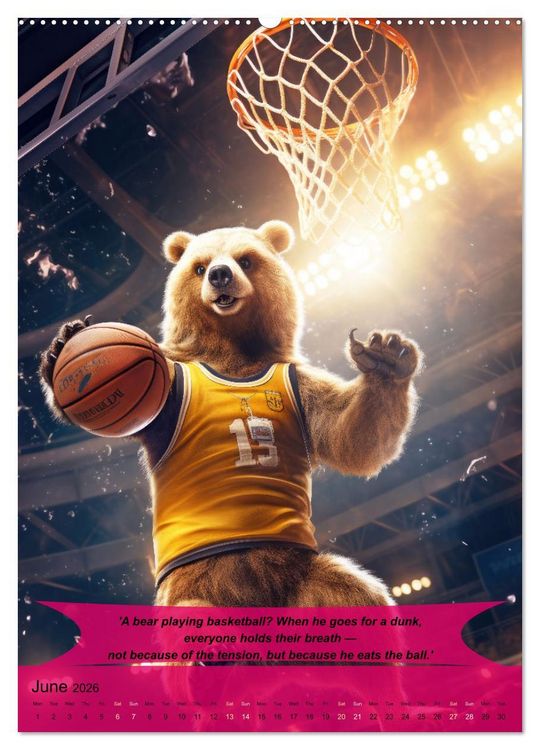 Produktbild: Basketball with funny animals (Wall Calendar 2026 DIN A2 portrait), CALVENDO 12 Month Wall Calendar