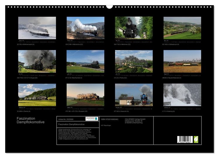 Produktbild: Faszination Dampflokomotive (Wandkalender 2026 DIN A2 quer), CALVENDO Monatskalender