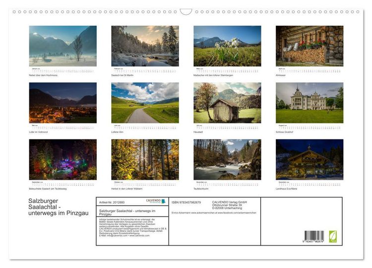 Produktbild: Salzburger Saalachtal - unterwegs im Pinzgau (Wandkalender 2026 DIN A2 quer), CALVENDO Monatskalender