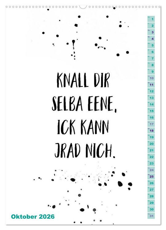 Produktbild: BERLINERISCH Lustige Spr&uuml;che (hochwertiger Premium Wandkalender 2026 DIN A2 hoch), Kunstdruck in Hochglanz