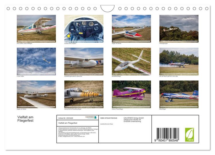Produktbild: Vielfalt am Fliegerfest (Wandkalender 2026 DIN A4 quer), CALVENDO Monatskalender