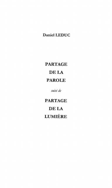 Produktbild: Partage de la parole
