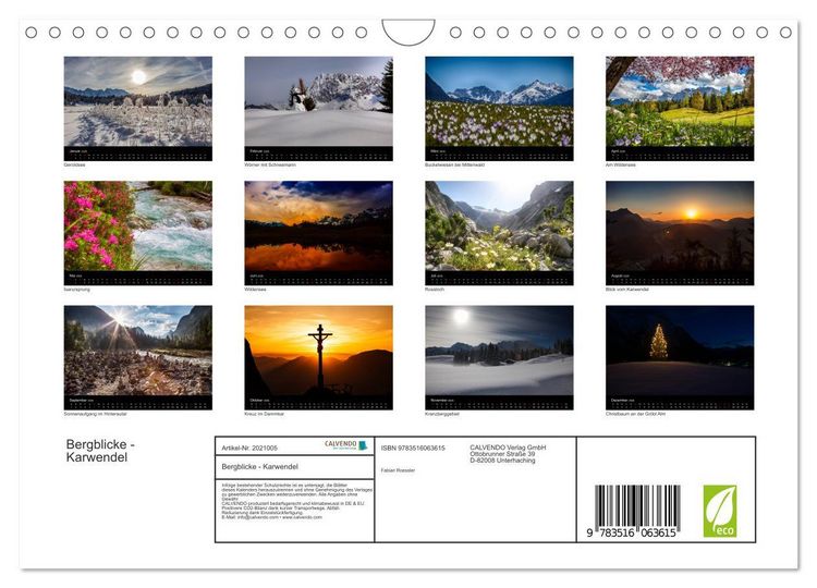 Produktbild: Bergblicke - Karwendel (Wandkalender 2026 DIN A4 quer), CALVENDO Monatskalender
