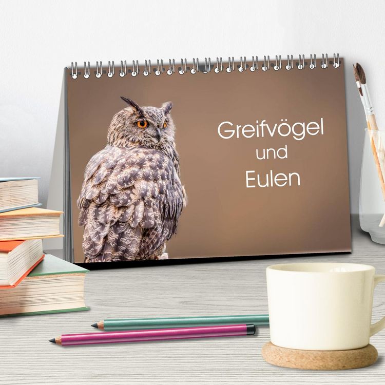 Produktbild: Greifv&ouml;gel und Eulen (Tischkalender 2026 DIN A5 quer), CALVENDO Monatskalender