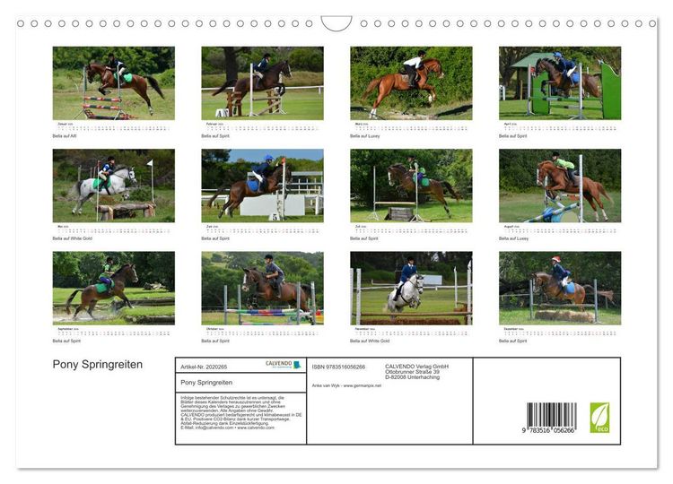 Produktbild: Pony Springreiten (Wandkalender 2026 DIN A3 quer), CALVENDO Monatskalender