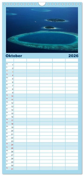 Produktbild: Familienplaner 2026 - Malediven &ndash; Das Paradies im Indischen Ozean III mit 5 Spalten (Wandkalender, 21 x 45 cm) CALVENDO