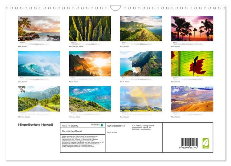 Produktbild: Himmlisches Hawaii (Wandkalender 2027 DIN A3 quer), CALVENDO Monatskalender