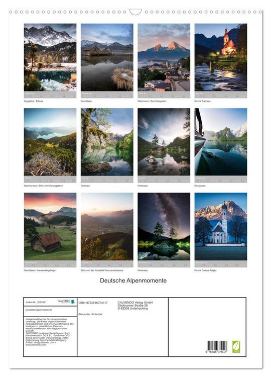 Produktbild: Deutsche Alpenmomente (Wandkalender 2026 DIN A2 hoch), CALVENDO Monatskalender