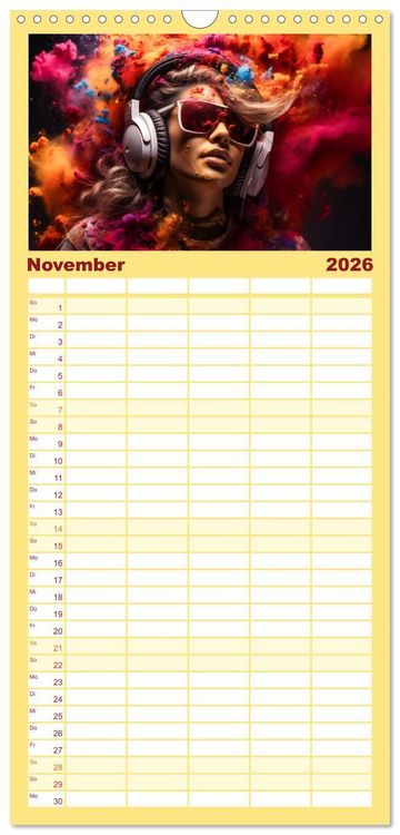 Produktbild: Familienplaner 2026 - Konzert der Farben mit 5 Spalten (Wandkalender, 21 x 45 cm) CALVENDO