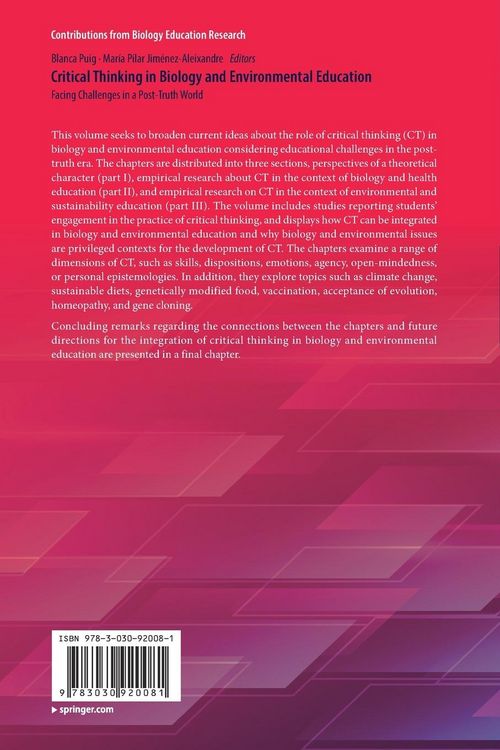 Produktbild: Critical Thinking in Biology and Environmental Education