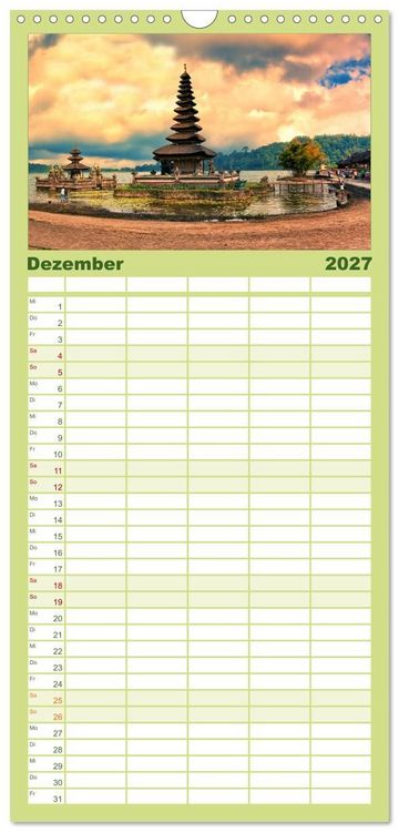 Produktbild: Familienplaner 2027 - Bali - Insel der G&ouml;tter mit 5 Spalten (Wandkalender, 21 x 45 cm) CALVENDO